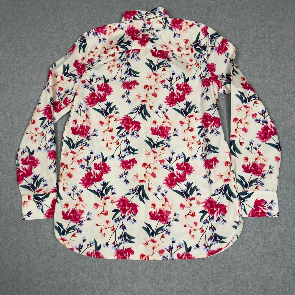 Lands End Women's 8 Floral Print Supima Cotton Button Down Shirt Long Sleeve - Picture 8 of 10